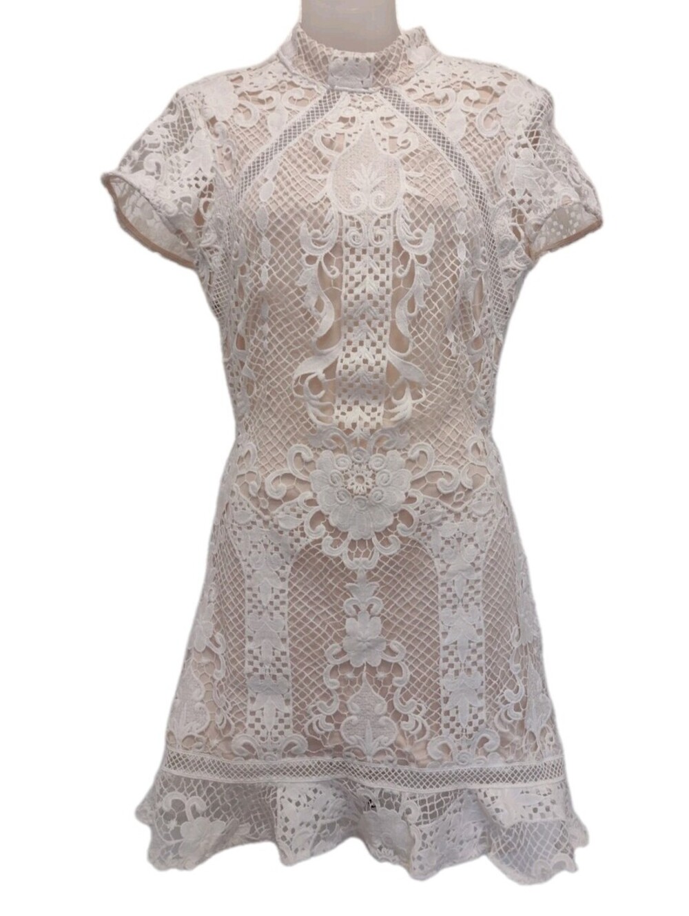 Superdown Lace Mini Dress Open Back White Bridal Cocktail Coquette Large
